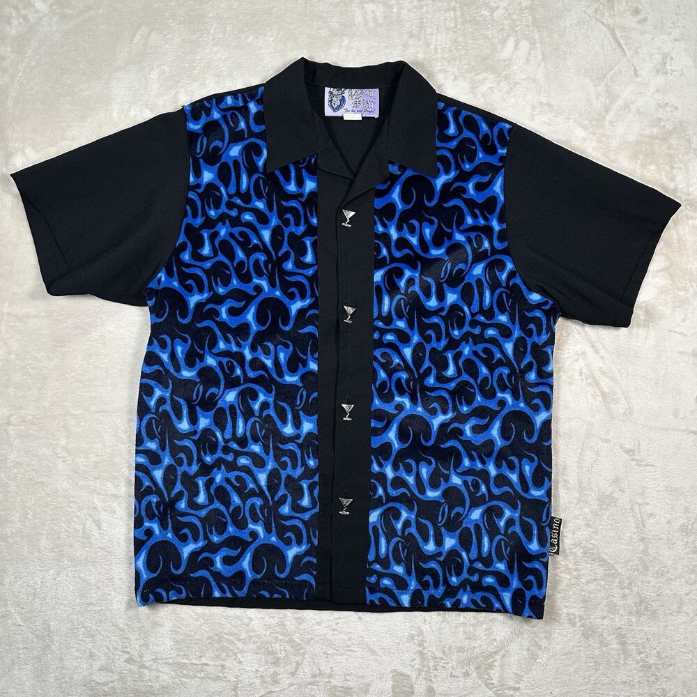 VTG Casino Wear Shirt Blue Flames For The Real Pimps Rockabilly Men’s Size L